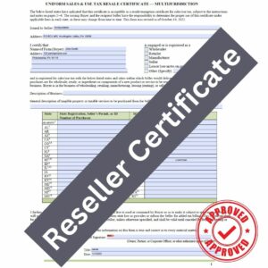 Sample Uniform Sales & Use Tax Resale Certificate, for John Smith - image